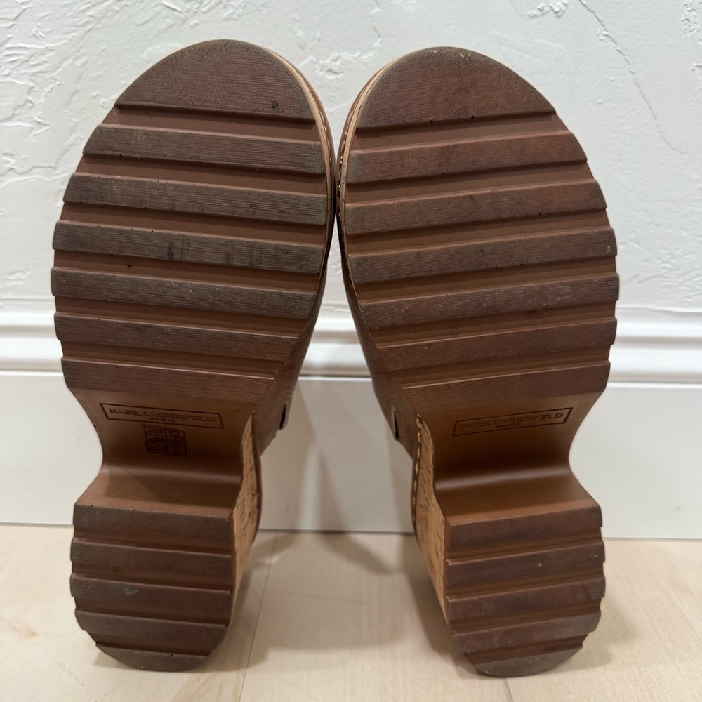 Karl Lagerfeld Paris Clarina Platform Sandal Latte Women's 10 Metallic Brown - Picture 12 of 16
